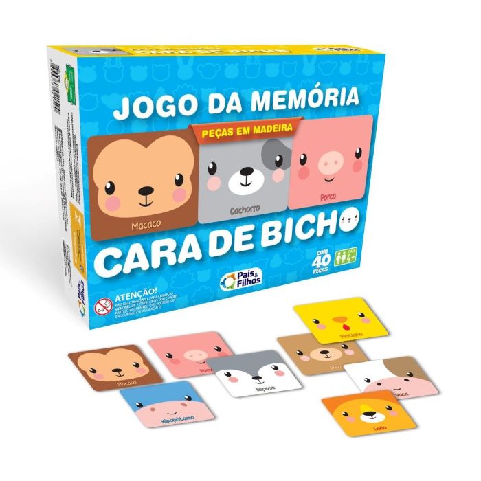 Jogo da Memória em Madeira - Fazendinha - 40 peças - Pais e Filhos - Kits e  Gifts