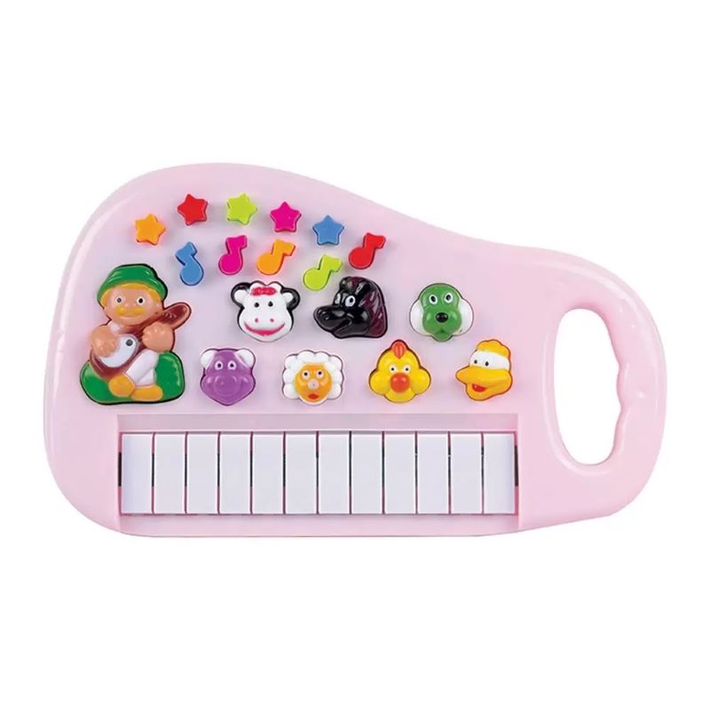 Teclado Infantil - Piano Musical Animal - Rosa - Braskit