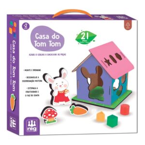 Binquedo Educativo Encaixe Casa do Tom Tom 21 Peças Madeira Nig