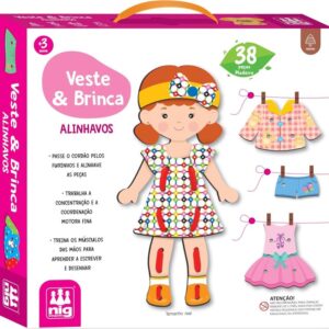 Brinquedo Educativo Alinhavo Veste e Brinca em Madeira Nig