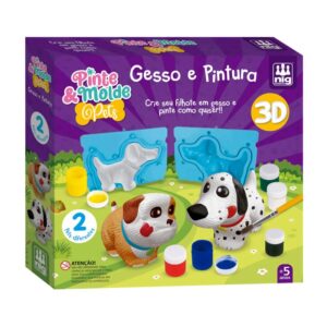 Brinquedo Educativo Pinte e Molde Pets Gesso e Pintura 3D Nig